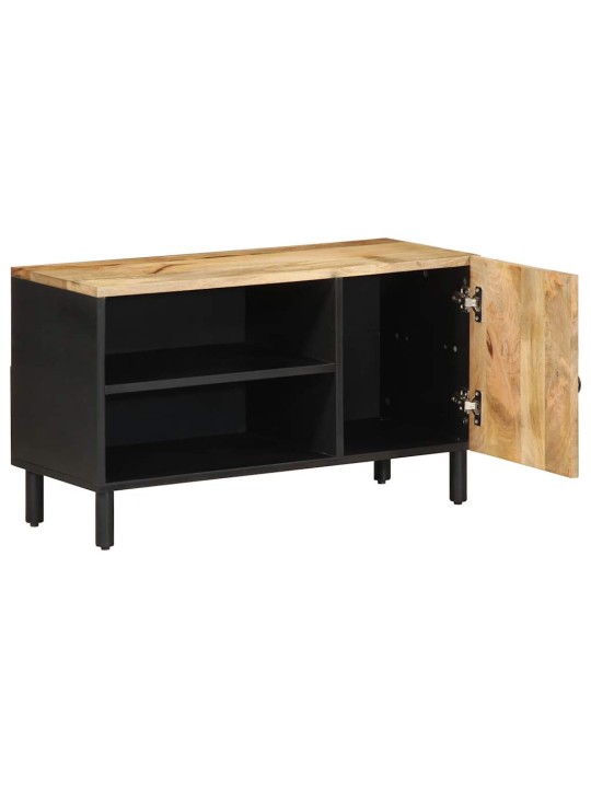 Tv skříňka černá 80 x 33,5 x 46 cm masivní hrubý mangovník
