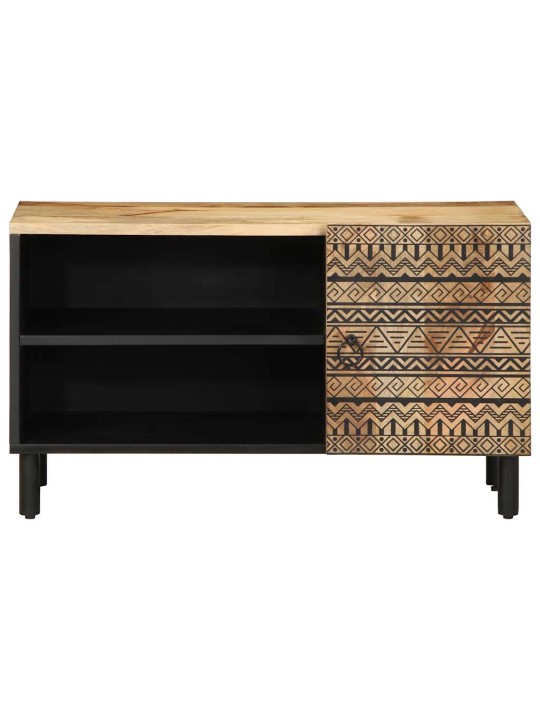 Tv skříňka černá 80 x 33,5 x 46 cm masivní hrubý mangovník
