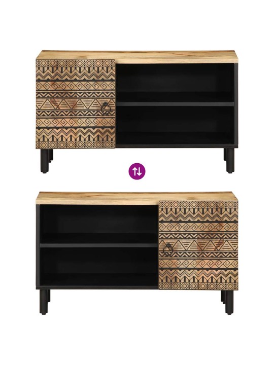 Tv skříňka černá 80 x 33,5 x 46 cm masivní hrubý mangovník