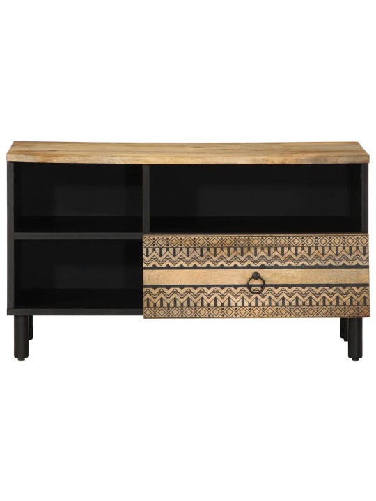 Tv skříňka černá 80 x 33,5 x 46 cm masivní hrubý mangovník