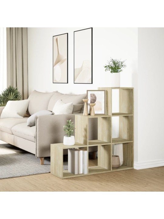 Knihovna/dělící stěna 3patrová dub sonoma 99x29x99 cm kompozit