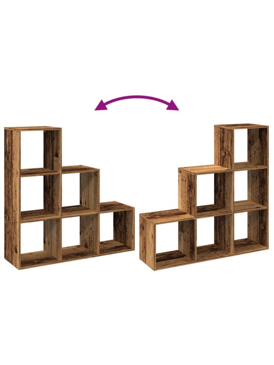 Knihovna/dělící stěna 3patrová old wood 99x29x99 cm kompozit