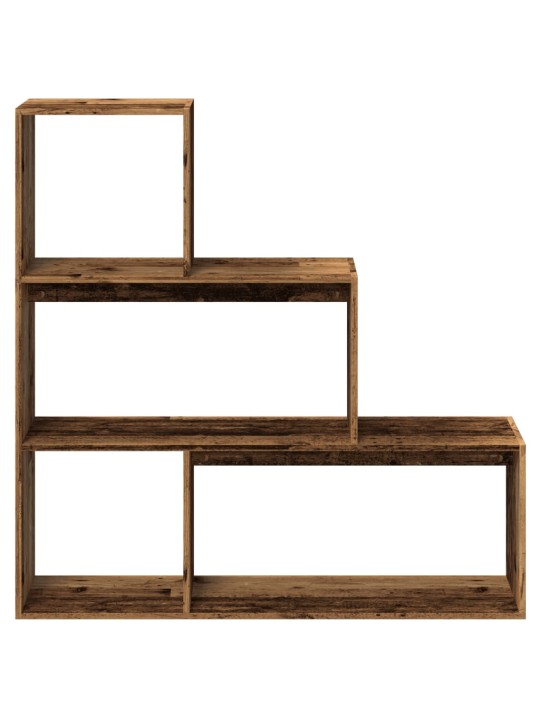 Knihovna/dělící stěna 3patrová old wood 123x29x123 cm kompozit