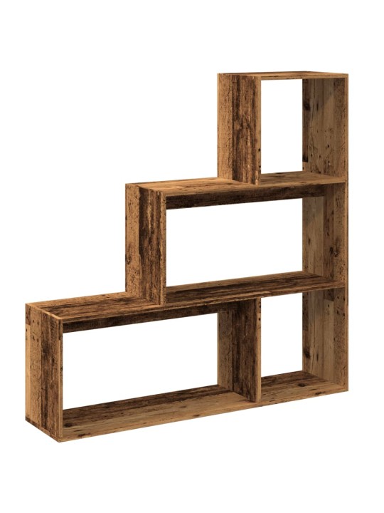 Knihovna/dělící stěna 3patrová old wood 123x29x123 cm kompozit