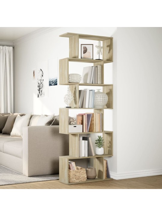 Knihovna/dělící stěna 6patrová dub sonoma 70x24x193 cm kompozit
