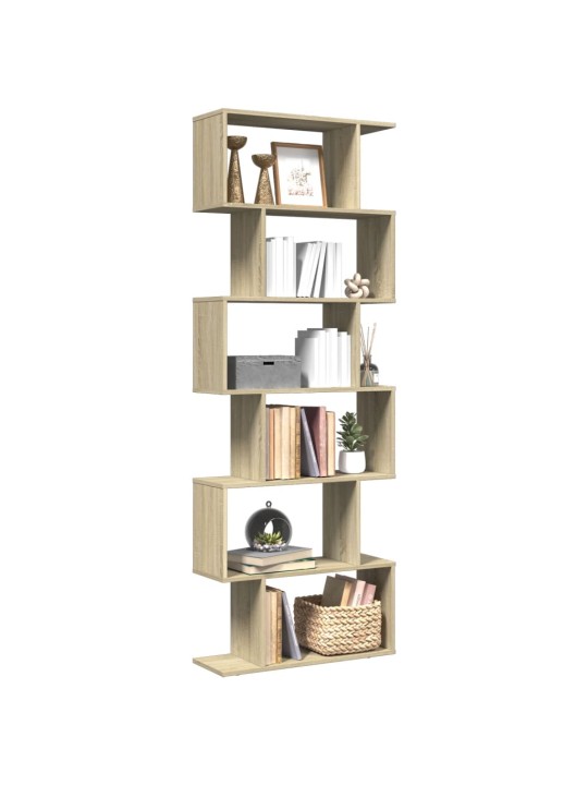 Knihovna/dělící stěna 6patrová dub sonoma 70x24x193 cm kompozit