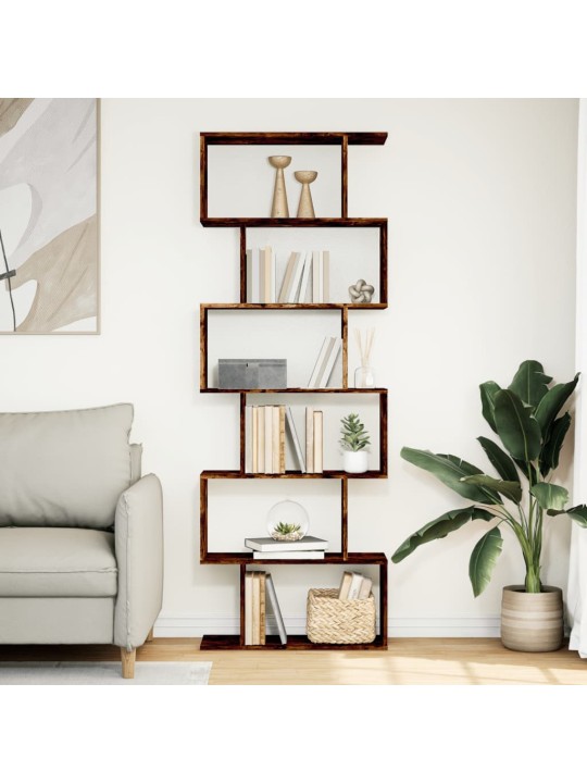 Knihovna/dělící stěna 6patrová kouřový dub 70x24x193cm kompozit