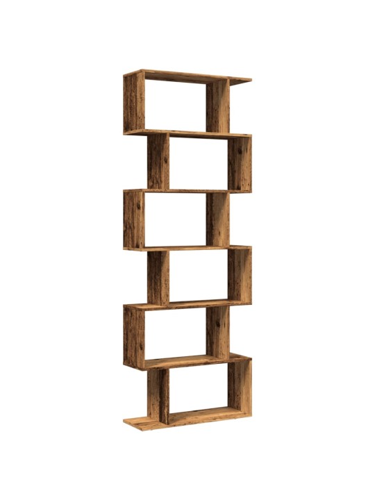 Knihovna/dělící stěna 6patrová old wood 70x24x193 cm kompozit