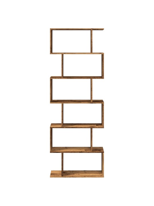 Knihovna/dělící stěna 6patrová old wood 70x24x193 cm kompozit