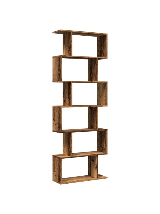 Knihovna/dělící stěna 6patrová old wood 70x24x193 cm kompozit