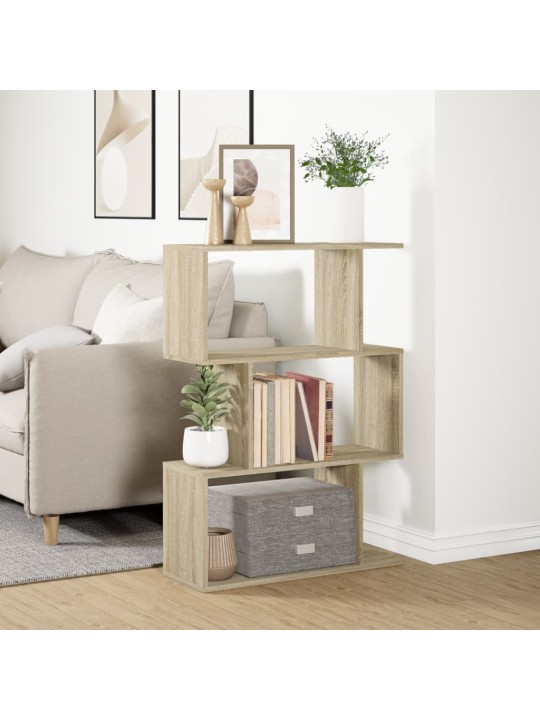 Knihovna/dělicí stěna 3patrová dub sonoma 70x24x97 cm kompozit
