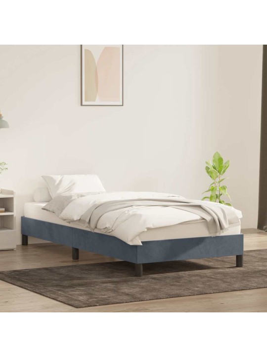 Rám postele bez matrace tmavě šedý 80x210 cm samet