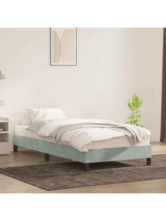 Rám postele bez matrace světle šedá 90x210 cm samet