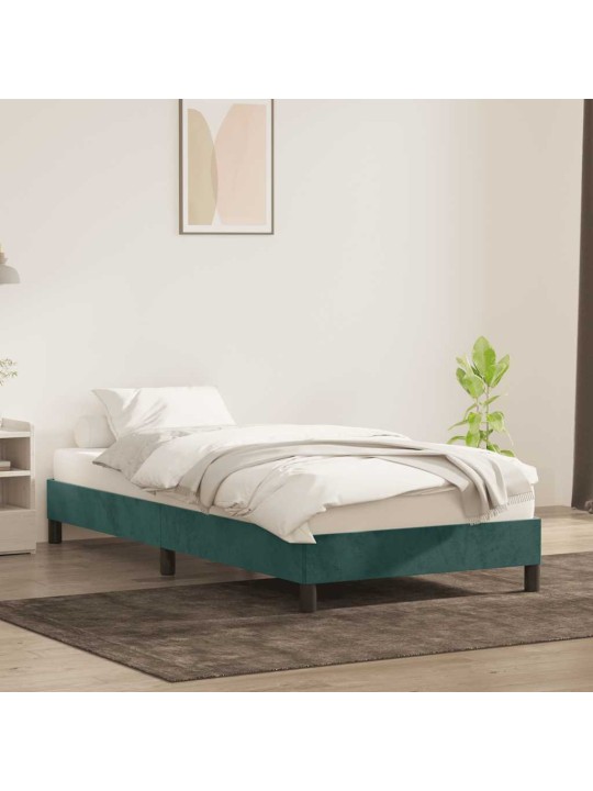 Rám postele bez matrace tmavě zelená 90x210 cm samet