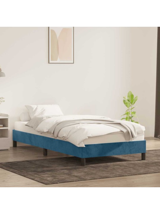 Rám postele bez matrace tmavě modrý 100x210 cm samet