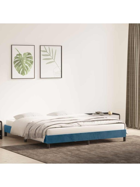 Rám postele bez matrace tmavě modrý 200x210 cm samet