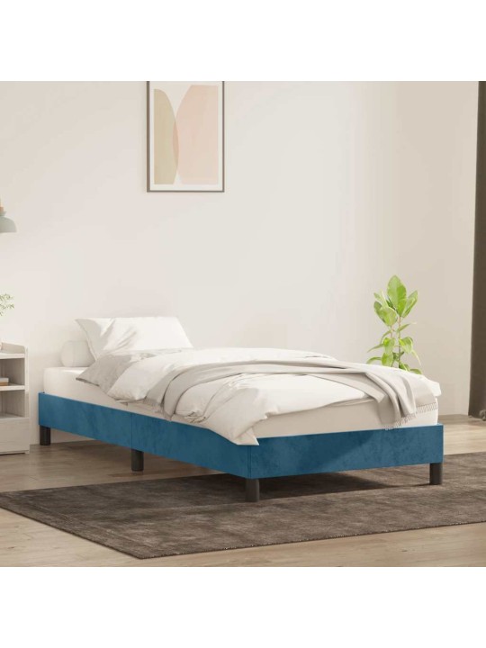 Rám postele bez matrace tmavě modrý 80x220 cm samet