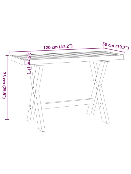 Psací stůl noain na nohách ve tvaru x 120x50x75 cm borovice