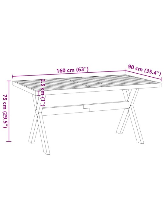 Jídelní stůl noain na nohách ve tvaru x 160x90x75 cm borovice