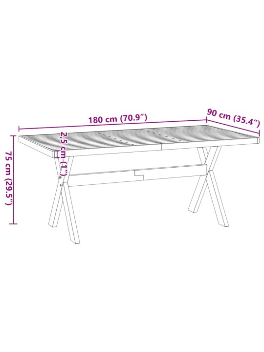Jídelní stůl noain na nohách ve tvaru x 180x90x75 cm borovice