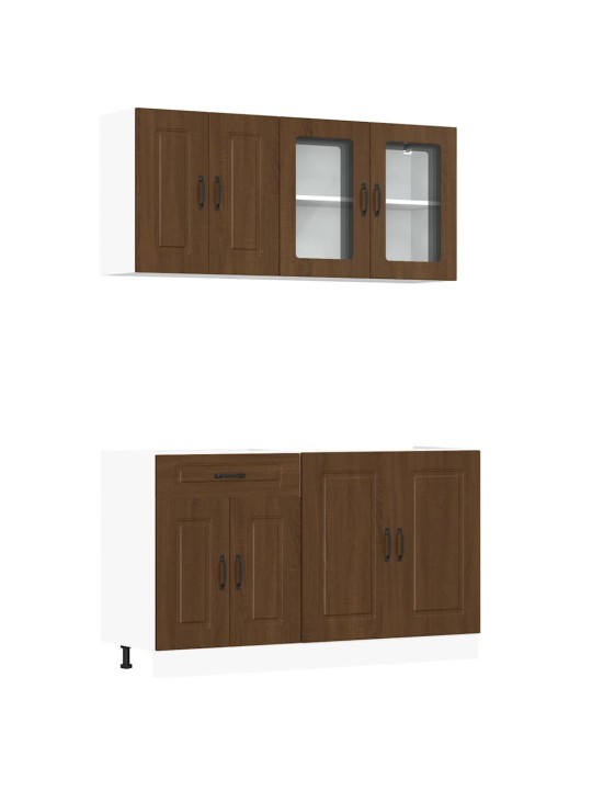 4dílná sada kuchyňských skříněk "kalmar" hnědý dub kompozit