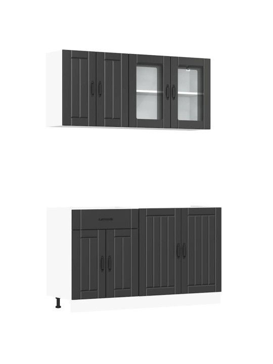 4dílná sada kuchyňských skříněk "kalmar" černý kompozit