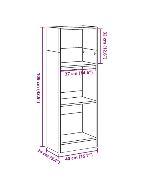 Knihovna dub sonoma 40 x 24 x 109 cm kompozitní dřevo