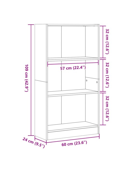 Knihovna bílá 60 x 24 x 109 cm kompozitní dřevo
