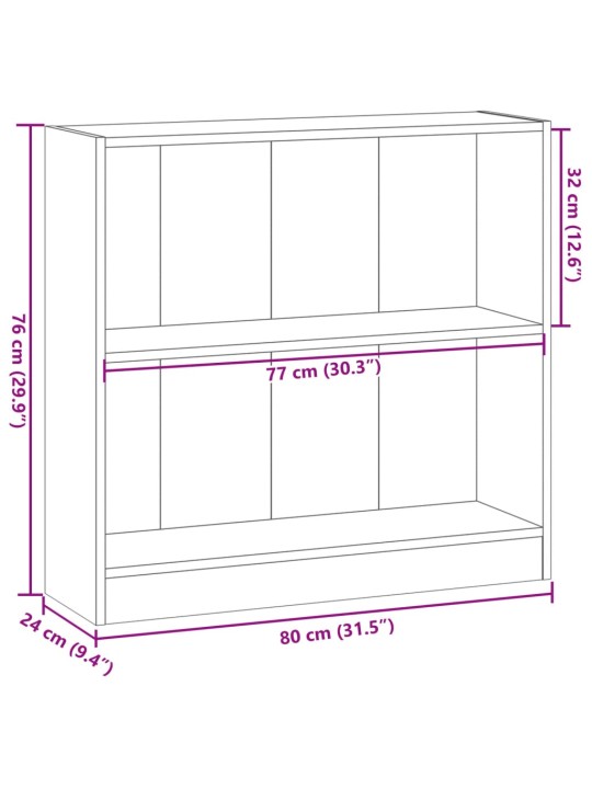 Knihovna old wood 80 x 24 x 76 cm kompozitní dřevo