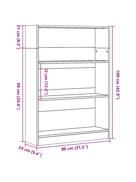 Knihovna dub sonoma 80 x 24 x 109 cm kompozitní dřevo