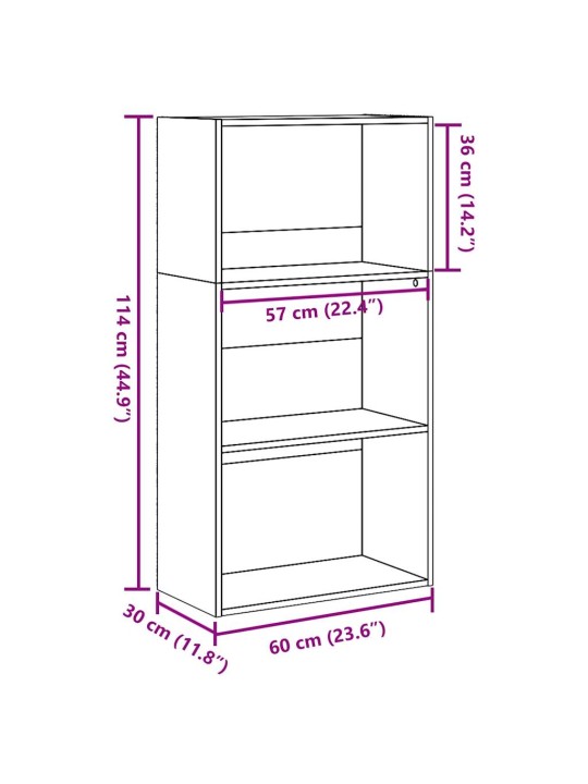 Knihovna dub sonoma 60 x 30 x 114 cm kompozitní dřevo