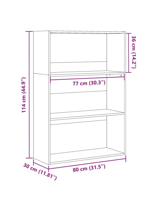 Knihovna dub sonoma 80 x 30 x 114 cm kompozitní dřevo