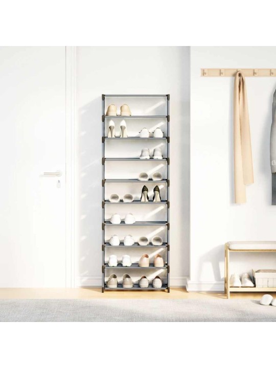Botník 10 úrovně, šedý, 54x28x158 cm, netkaná textilie