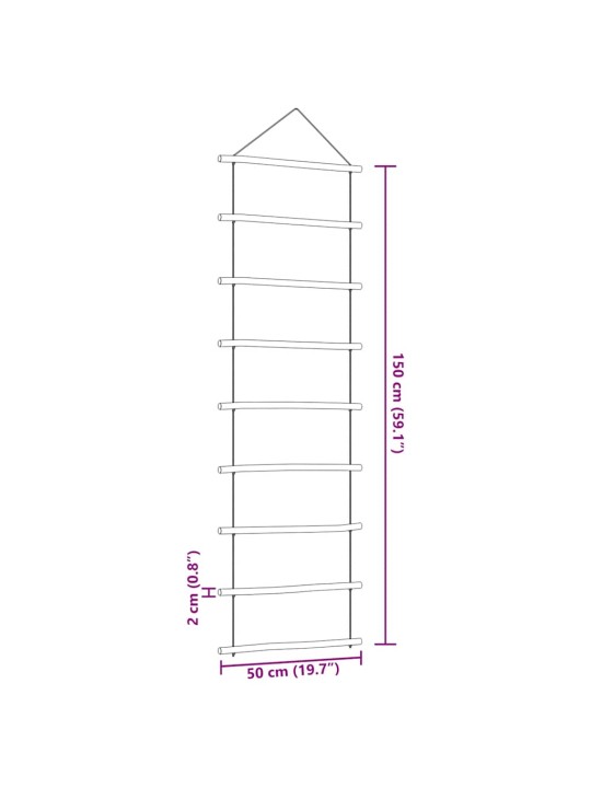 Nástěnná dekorace ve tvaru žebříku 50x150 cm přírodní větev