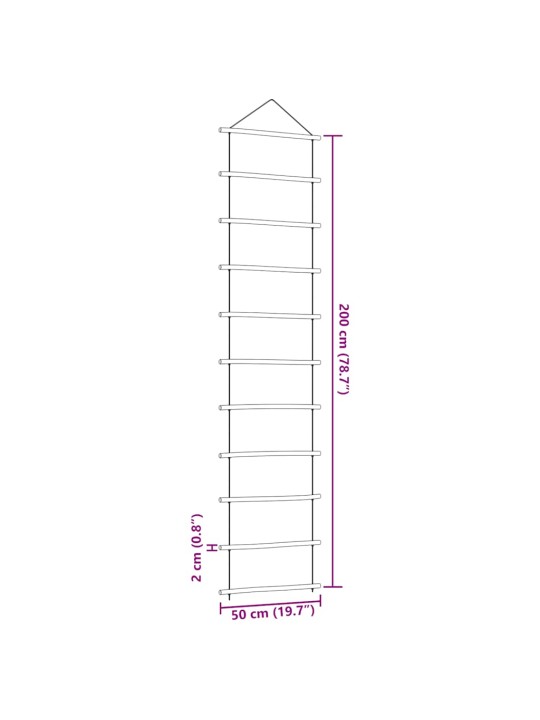 Nástěnná dekorace ve tvaru žebříku 50x200 cm přírodní větev
