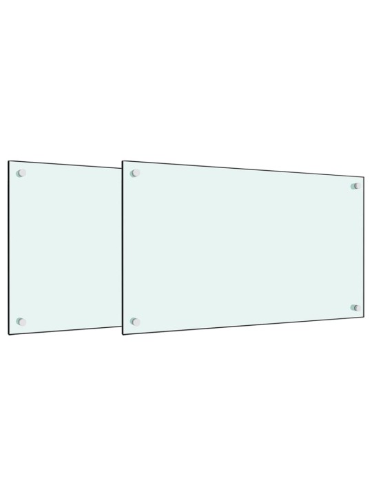 Kuchyňské panely 2 ks bílé 70 x 40 cm tvrzené sklo