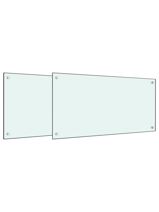 Kuchyňské panely 2 ks bílé 80 x 40 cm tvrzené sklo