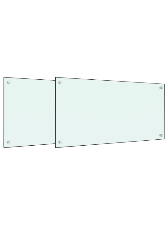 Kuchyňské panely 2 ks bílé 80 x 50 cm tvrzené sklo