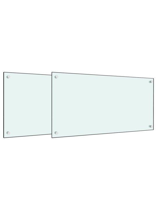 Kuchyňské panely 2 ks bílé 80 x 60 cm tvrzené sklo