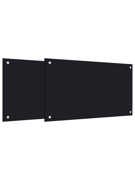 Kuchyňské panely 2 ks černé 70 x 40 cm tvrzené sklo