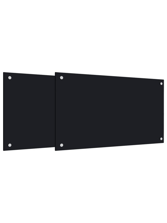Kuchyňské panely 2 ks černé 70 x 50 cm tvrzené sklo