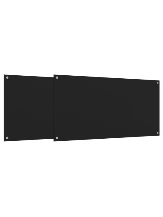 Kuchyňské panely 2 ks černé 80 x 50 cm tvrzené sklo