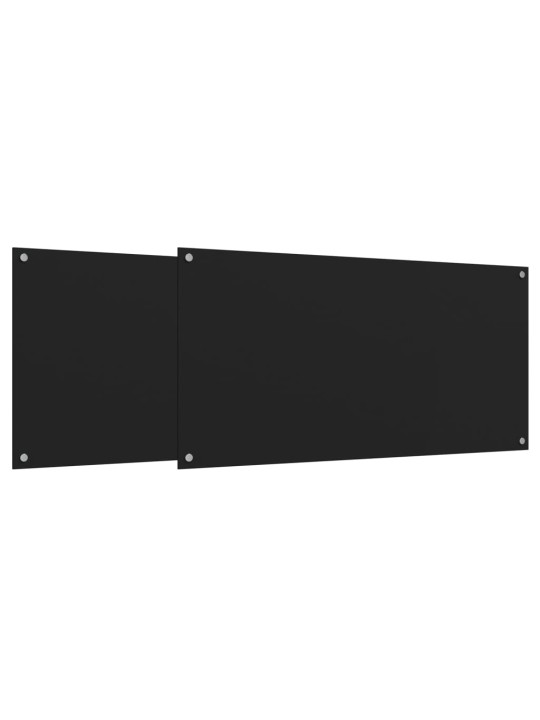 Kuchyňské panely 2 ks černé 80 x 60 cm tvrzené sklo
