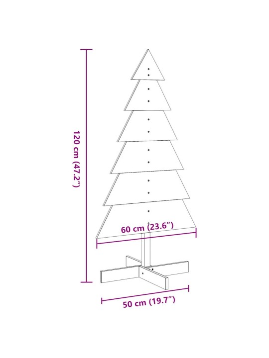 Dřevěný vánoční stromek na ozdoby voskově hnědý 120 cm borovice