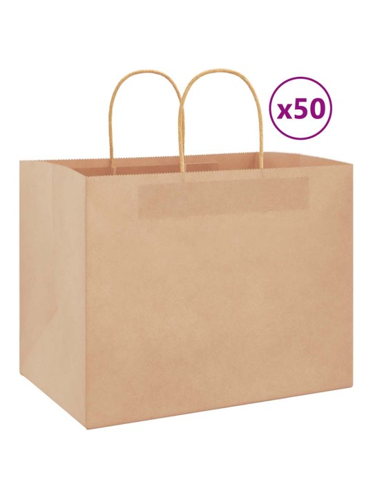 Papírové tašky 50 ks s uchy hnědé 32x22x24 cm