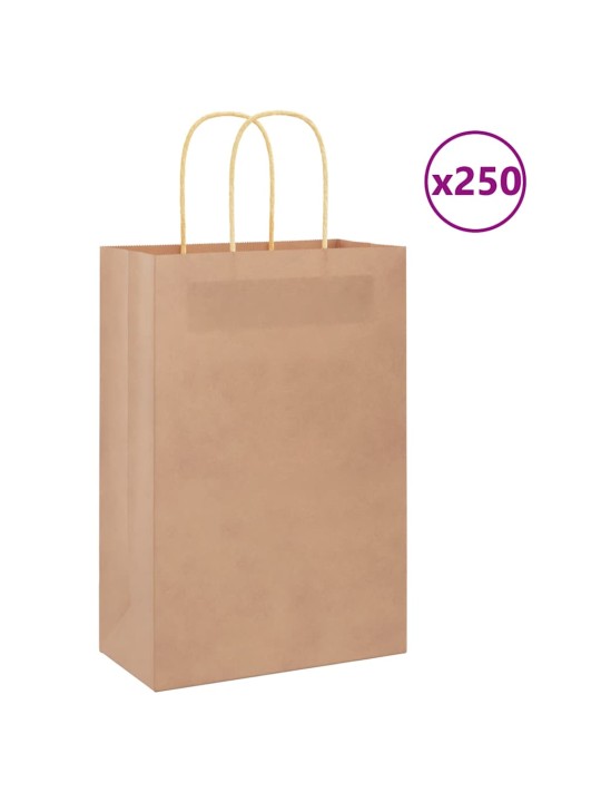 Papírové tašky 250 ks s uchy hnědé 21x11x31 cm