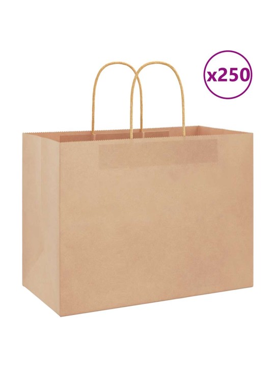 Papírové tašky 250 ks s uchy hnědé 32x17x25 cm