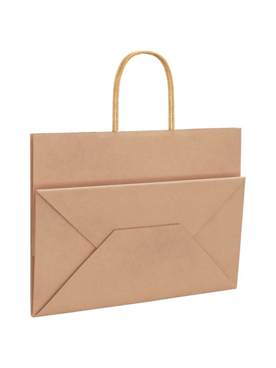 Papírové tašky 250 ks s uchy hnědé 32x17x25 cm