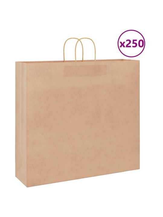 Papírové sáčky 250 ks s uchy hnědé 54x15x49 cm