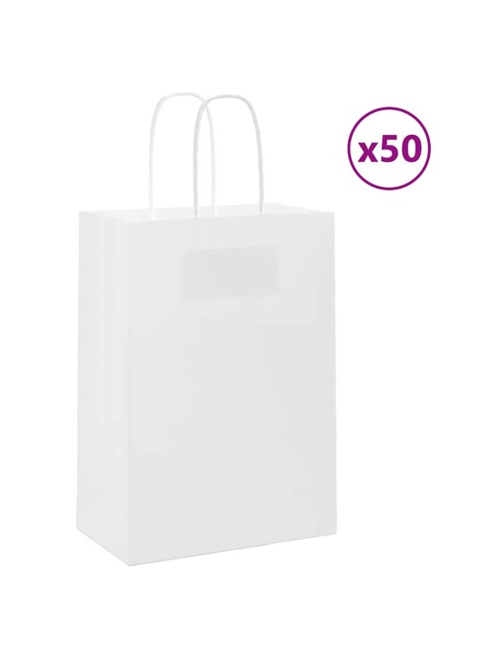 Papírové tašky 50 ks s uchy bílá 15x8x21 cm